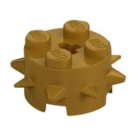 Brick Round 2 x 2 Special with Spikes — Pearl Gold