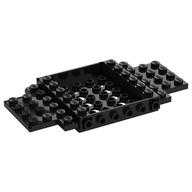 Vehicle Base 6 x 12 x 1 with Holes, 5 x 4 Recessed Center, 6 Studs On sides, 1 x 2 Cutouts on Ends — Black