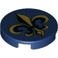 Tile Round 2 x 2 with Heraldic Lily print — Dark Blue