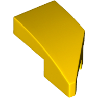 Brick Wedged, Curved 2 x 1 with Stud Notch Left — Yellow