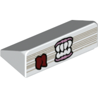 Slope 30° 1 x 2 x 2/3 with Bookmark, Teeth with Gums print — White