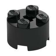 Brick Round 2 x 2 with Axle Hole — Black