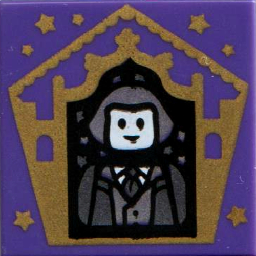 Tile 2 x 2 with Wizard Card Garrick Ollivander print — Dark Purple
