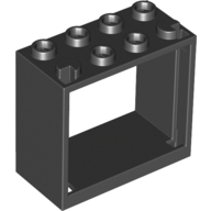 Window 2 x 4 x 3 Frame with Hollow Studs — Black