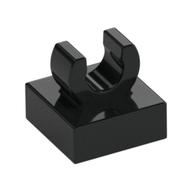 Tile Special 1 x 1 with Clip with Rounded Edges — Black
