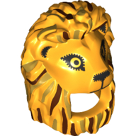 Costume / Mask, Lion with Reddish Brown and Gold Manes, Black Eyes Print — Bright Light Orange