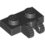Hinge Plate 1 x 2 Locking with 2 Fingers on Side, 9 Teeth — Black
