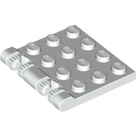 Hinge Plate 3 x 4 Locking Dual 2 Finger, 9 Teeth — White