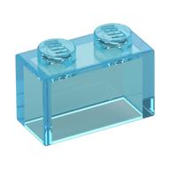 Brick 1 x 2 without Bottom Tube — Trans-Light Blue