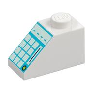 Slope 45° 2 x 1 with Bottom Pin, and Buttons and Screen with "_ _ _ _" Print — White