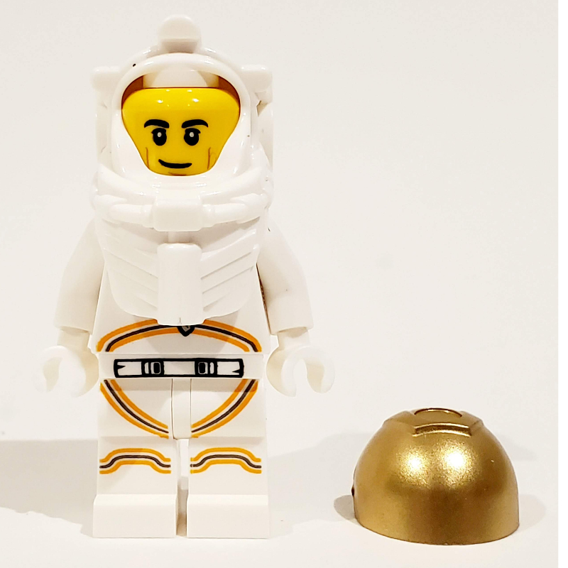 Astronaut - Male, White Spacesuit with Orange Lines, Smirk, Cheek Lines, Black Eyebrows