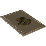 Plate Special 10 x 16 with Studs on Edges and Bar Handles on 1 Side with Gold Hogwarts Crest print — Dark Tan