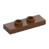 Plate Special 1 x 3 with 2 Studs with Groove and Inside Stud Holder (Jumper) — Reddish Brown