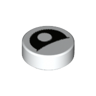 Tile Round 1 x 1 with Curved Black Eye with Central Pupil Partially Closed Print — White