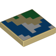Tile 2 x 2 with Pixelated Map print — Tan