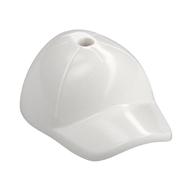 Hat / Cap Short Curved Bill with Seams and Hole on Top — White