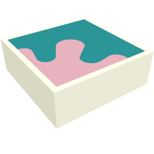 Tile 1 x 1 with Dark Turquoise/Bright Pink Shapes/Splatter print — White