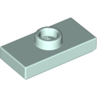 Plate Special 1 x 2 with 1 Stud with Groove and Inside Stud Holder (Jumper) — Light Aqua