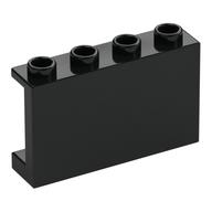 Panel 1 x 4 x 2 with Side Supports - Hollow Studs — Black