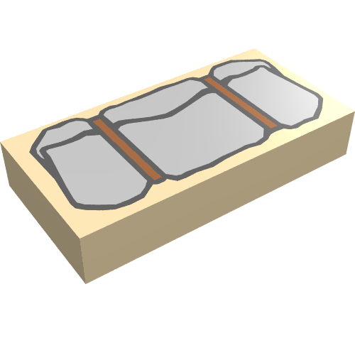 Tile 1 x 2 with Dark Bluish Gray Bedroll Print — Tan