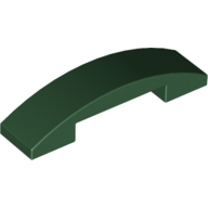Brick Curved 4 x 1 Double with No Studs — Dark Green