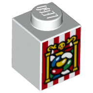 Brick 1 x 1 with Jelly Beans (Bertie Botts Beans) Print — White