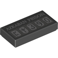 Tile 1 x 2 with Runes, '3', '9', '0', and 'AZKABAN PRISON' Print — Black