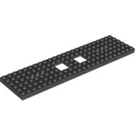 Vehicle Base, Train 6 x 24 with Two 2 x 2 Openings and 3 Round Holes Each End, Reinforced on Bottom Side — Black