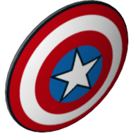 Shield Round Bowed, Red, White, and Blue Circles with Star Print (Captain America) — Dark Bluish Gray