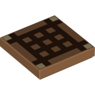 Tile 2 x 2 with Dark Brown Minecraft Grid Print (Crafting Table) — Medium Nougat