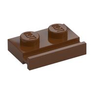 Plate Special 1 x 2 with Door Rail — Reddish Brown