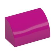 Brick Curved 1 x 2 x 1 No Studs — Magenta