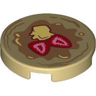 Tile Round 2 x 2 with Pancake, Strawberries, Butter print — Tan