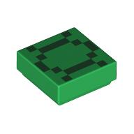 Tile 1 x 1 with Dark Green Squares / Pixelated Turtle Shell print — Green