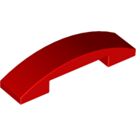 Brick Curved 4 x 1 Double with No Studs — Red