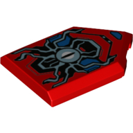 Tile Special 2 x 3 Pentagonal with Sand Blue Spider-Man Symbol print — Red