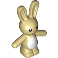 Animal, Rabbit / Bunny with Face and White Fur Print — Tan
