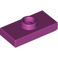 Plate Special 1 x 2 with 1 Stud with Groove and Inside Stud Holder (Jumper) — Magenta