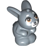 Animal, Rabbit / Bunny Sitting with Medium Nougat Eyes, White Nose Print (Melody) — Sand Blue