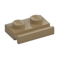 Plate Special 1 x 2 with Door Rail — Dark Tan