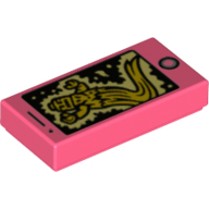 Tile 1 x 2 with Smart Phone and Yellow Ghost Print — Coral