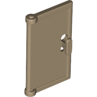 Door 1 x 2 x 3 with Vertical Handle, Round Handle Holes on Back — Dark Tan
