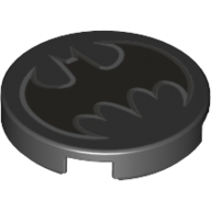 Tile Round 2 x 2 with Black Batman Logo print — Black