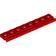 Plate Special 1 x 8 with Door Rail — Red