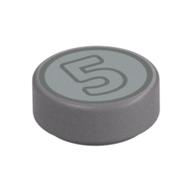 Tile Round 1 x 1 with '5' Coin print — Flat Silver