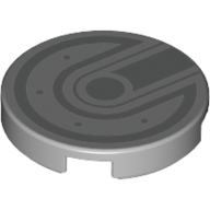Tile Round 2 x 2 with Silver Lines, Bolts/Dots Print — Light Bluish Gray
