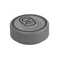 Tile Round 1 x 1 with Soda Can Tab, Ring Pull Print — Flat Silver