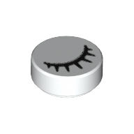Tile Round 1 x 1 with Black Eye Closed with Eyelashes Print — White