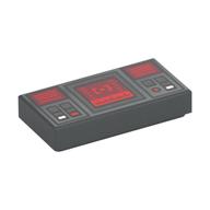 Tile 1 x 2 with Controls print — Dark Bluish Gray