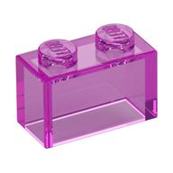 Brick 1 x 2 without Bottom Tube — Trans-Dark Pink